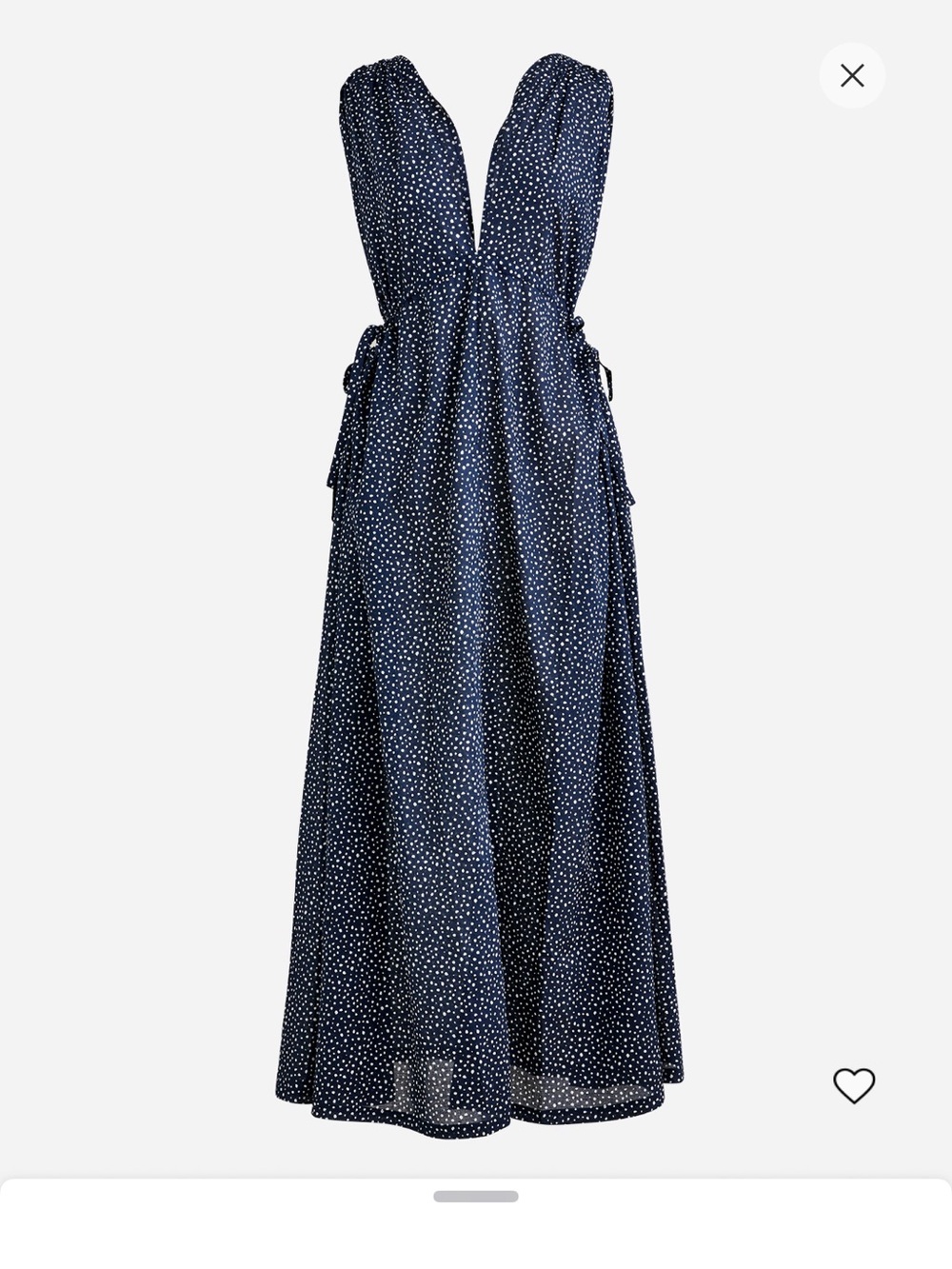 NWT J. Crew Maxi Dress Navy Blue Polka Dot Side-tie Beach Dress